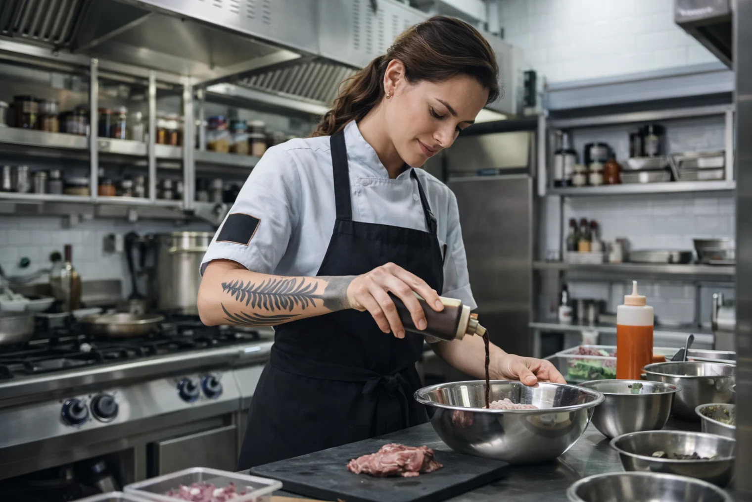 Home cook preparing ingredients in a warm kitchen